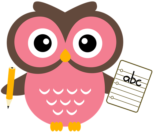 owl with pencil and ABC paper
