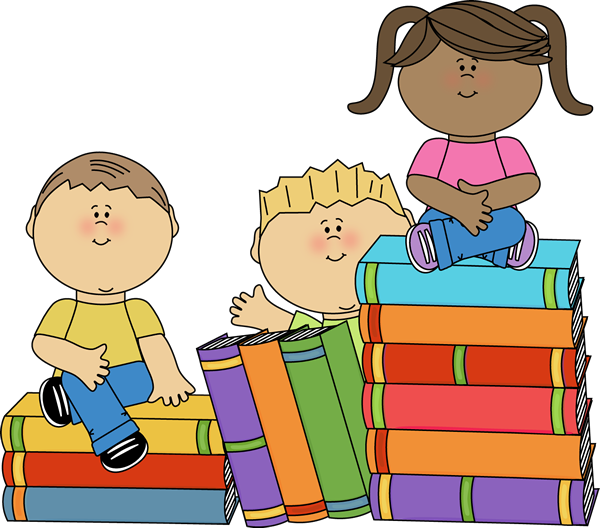 Kids sitting on books Kids sitting on books